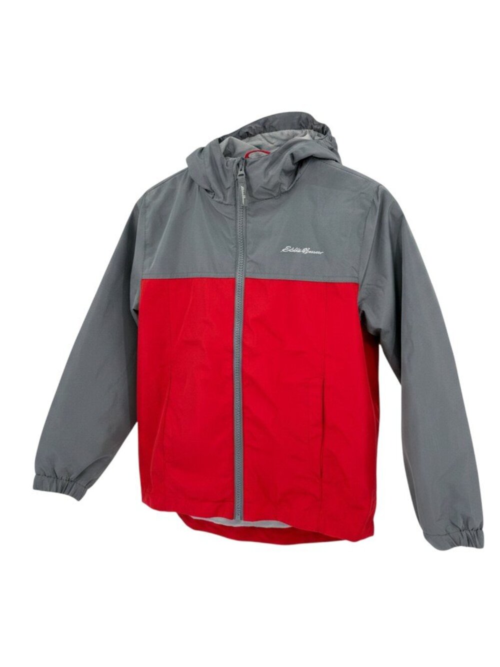 Eddie Bauer Kids WeatherEdge Rain Jacket Gray Red Hooded Size S (7/8)